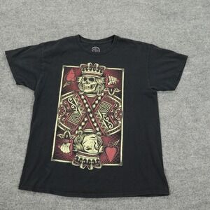 DOM Shirt Mens Large Black King of Spades Skull Graphic Tee Poker Gothic